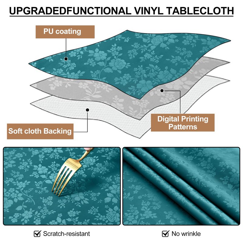 Smiry Square Table Cloth, Waterproof Heavy Duty Vinyl Tablecloths, Wipeable Washable Table Cover for Kitchen and Dining Room (Emerald Green, 54" X 54")