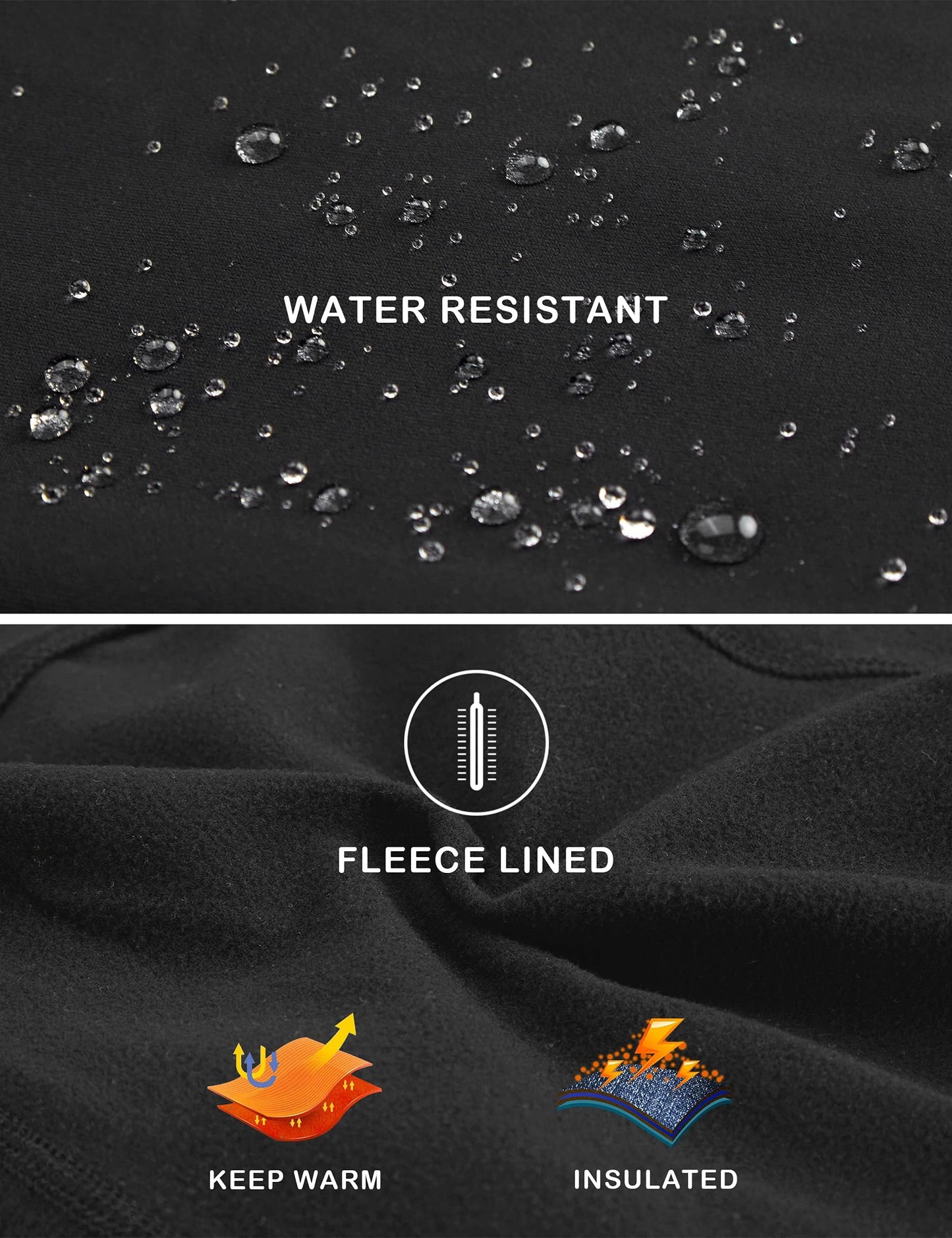 ZUTY Fleece Lined Leggings Women Water Resistant Winter Thermal Insulated High Waisted Hiking Leggings Pockets Plus Size