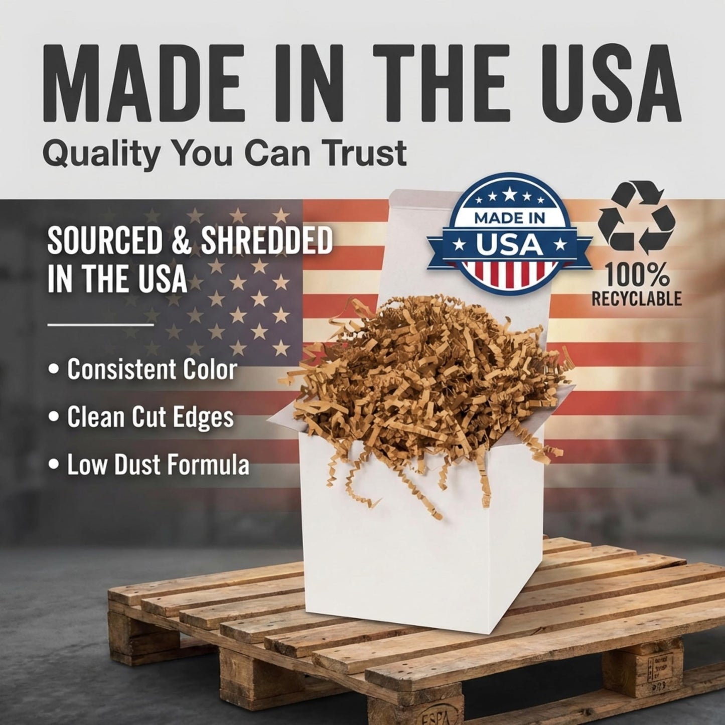 BOX USA Kraft Crinkle Paper Filler (40lb) - Shredded Paper for Basket Stuffing, Shipping, Packaging, Confetti, Crafts & Holidays - Crinkle Cut