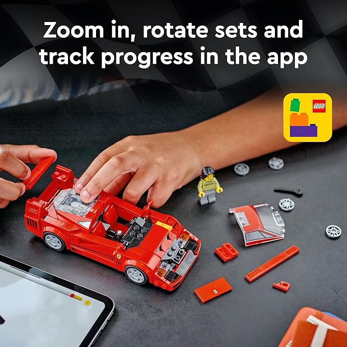 LEGO Speed Champions Ferrari F40 Supercar Toy Car Model Building Set with Driver Minifigure Collectible Ferrari Toy for Kids Ages 9 and Up 76934