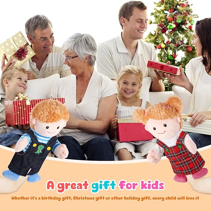 6 Pcs Family Hand Puppets 12 Inch Grandparents Mom &amp Dad Brother &amp Sister Plush Hand Puppet Toys Role-Play Toy Puppets for Kids Storytelling Imaginative Pretend Play Teaching Preschool(6 Fam
