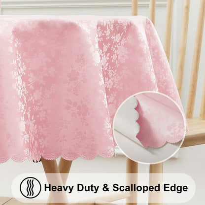 Smiry Round Table Cloth, Waterproof Heavy Duty Vinyl Tablecloths, Wipeable Washable Table Cover for Kitchen, Dining Room & Valentines(Pink, 60" Round)