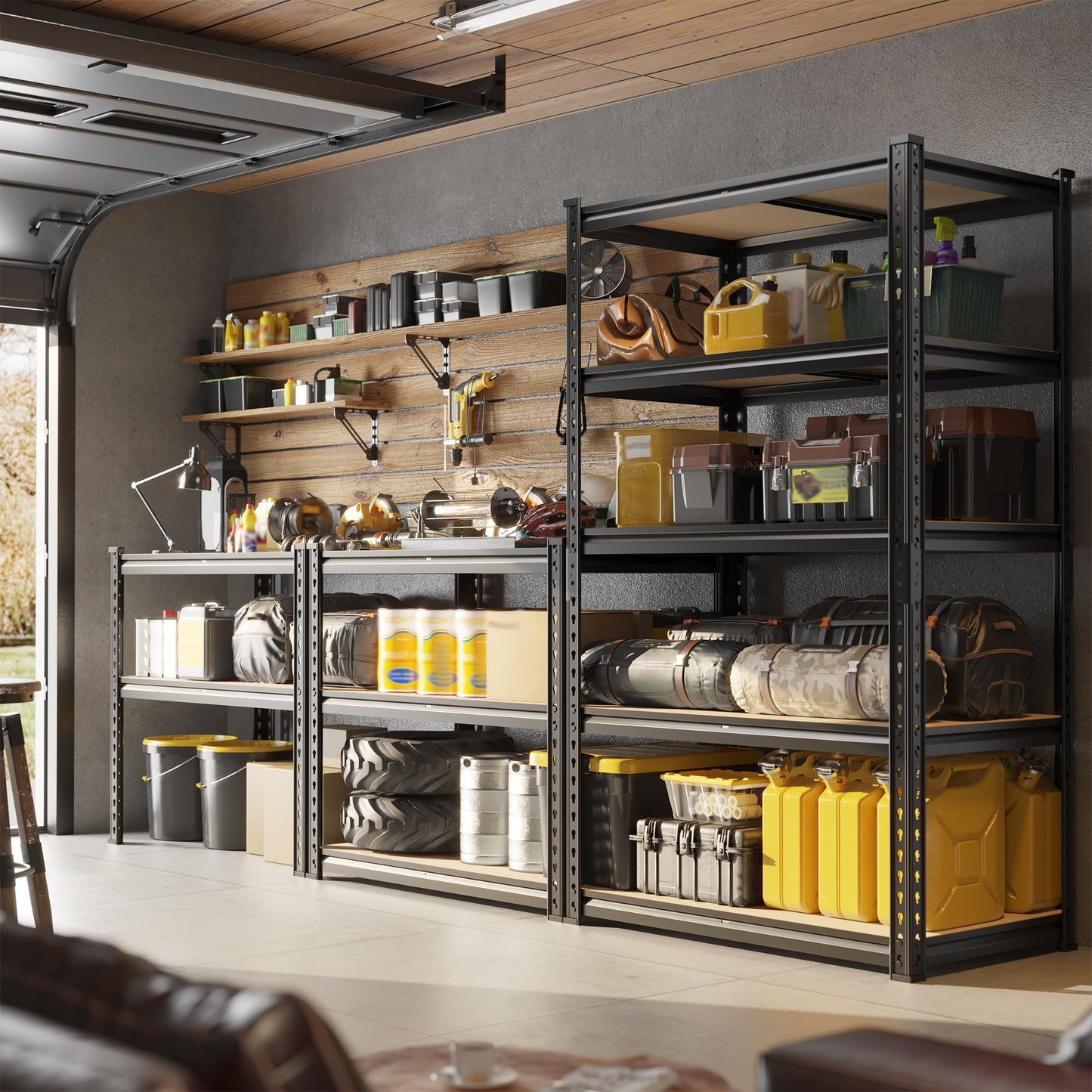 DurayLoly 2010LBS Garage Shelving Unit, Heavy Duty Storage Shelves, Adjustable 5 Tier Utility Metal Shelf for Pantry Kitchen Basement Commercial Use, 11.9" D×27.7" W×60" H, 2 Pack