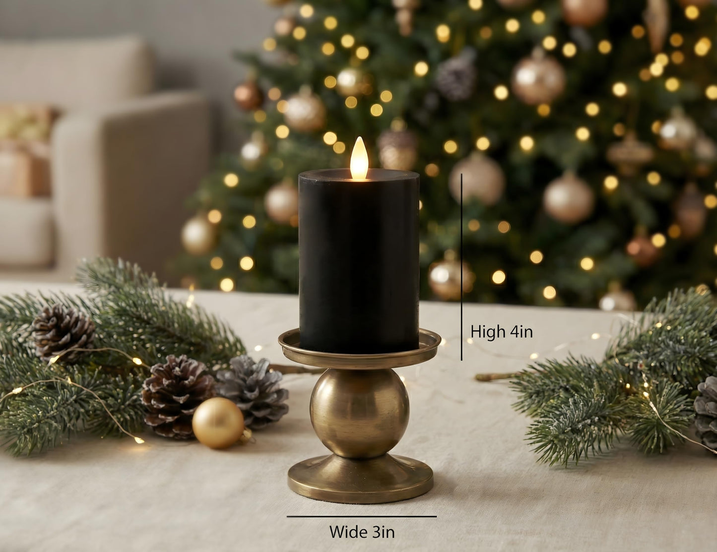 CozierGlow Flameless Pillar Candles Flickering with Remote Timer, Battery Operated LED Candles Up to 400 Hours, 3D Moving Flame Real Wax Candles. (Black)