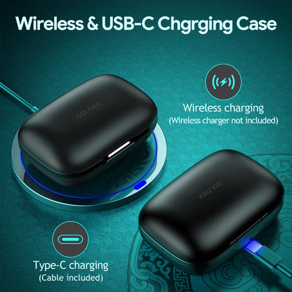 Active Noise Cancelling Earbuds Wireless Bluetooth Headphones 80H Playtime LED Power Display Charging Case Over Ear Hooks Ear Buds with Hi-Res Sound & Clear Calls for Sports Running Gym Workout Black