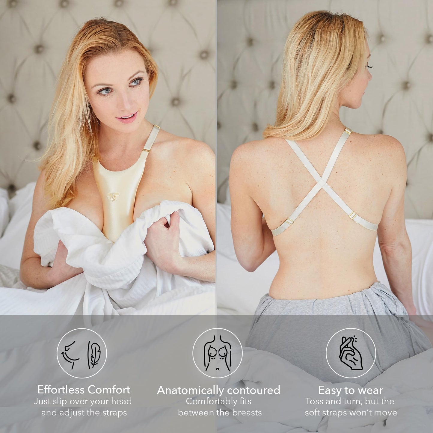 Intimia Breast Pillow for Chest Wrinkles and Side Sleeping - Chest Pillow for Wrinkle Prevention - Chest Wrinkle Pillow for Breast Support (Gold)