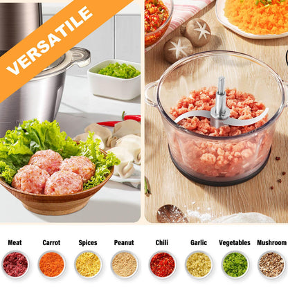 Stainless Steel Food Processor Blade, Plastic-Free & Self-Adjustable Height, 8 Cup/2L Chopping Blade Compatible with Ganiza, SPZTJK, BUMET, Syvio, Homeasy ect. Bi-Level Blades, Safer Baby Food Making