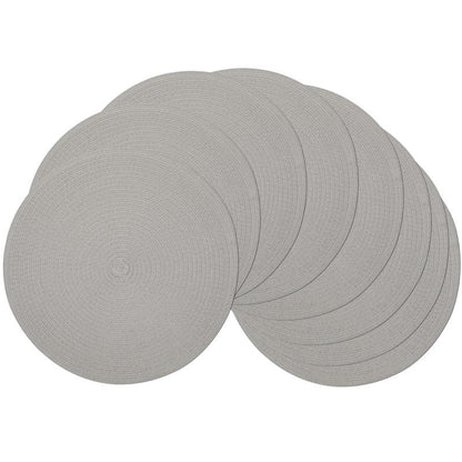 SHACOS Round Braided Placemats Set of 8 Washable Fabric Heat Resistant 15 inch Grey Round Table Mats for Dining Tables (Gray, 8)
