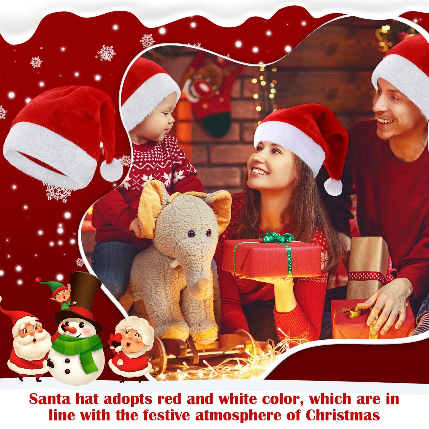 Jadive 30 Pcs Velvet Santa Hats Adult Bulk Thick Xmas Operation Christmas Family Holiday Hats with Comfort Lining New Year Festive (Red)