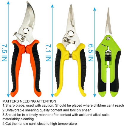 Pruning Shears, 4 Pack Garden Shears with Gardening gloves, Clippers Handheld, Stainless Steel Garden Snips, Lengnoyp Pruners for Gardening
