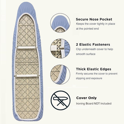 UniSimp Ironing Board Cover - Extra Thick Natural Cotton, Scorch & Stain Resistant | 18"x49", Blue