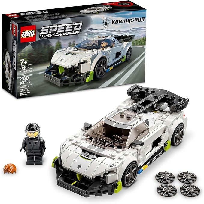 LEGO Speed Champions Koenigsegg Jesko 76900 Racing Sports Car Toy with Driver Minifigure Racer Model Set for Kids