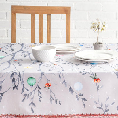 Maison d' Hermine Table Cloth Square Table 100% Cotton 60 x 60 Inches Fall Tablecloth Reusable Everyday Use for Thanksgiving Christmas Decorations Dining Farmhouse Party (Fairy Christmas)