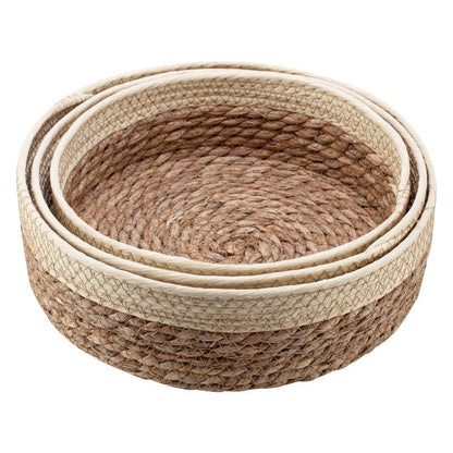 Round Rattan Baskets Set for Organizing Wicker Storage Basket for Fruit, Bread Serving Decorative Gift Baskets Empty, Countertop Baskets for Pantry and Bathroom