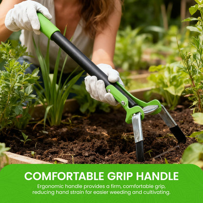 Garden Guru Action Stirrup Hoe Garden Tool with Ergonomic Handle – Rust Resistant Heavy Duty Steel Loop Hoe for Weeding, Planting, Sowing Seeds, Making Furrows & Soil Cultivation