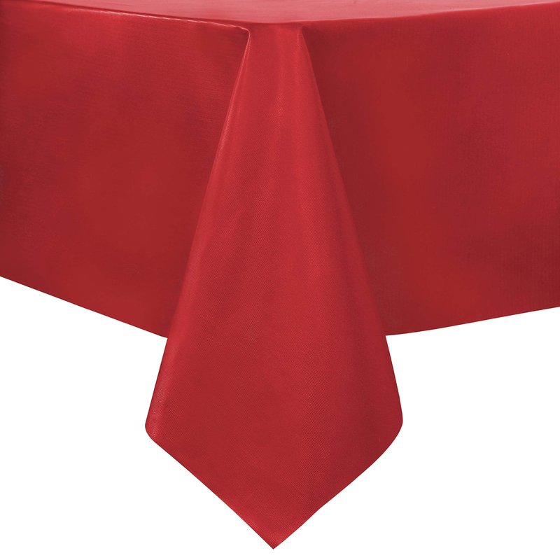sancua 100% Waterproof Rectangle PVC Tablecloth - 60 x 102 Inch - Oil Proof Spill Proof Vinyl Table Cloth, Wipe Clean Table Cover for Dining Tables, Buffet Parties and Camping, Red