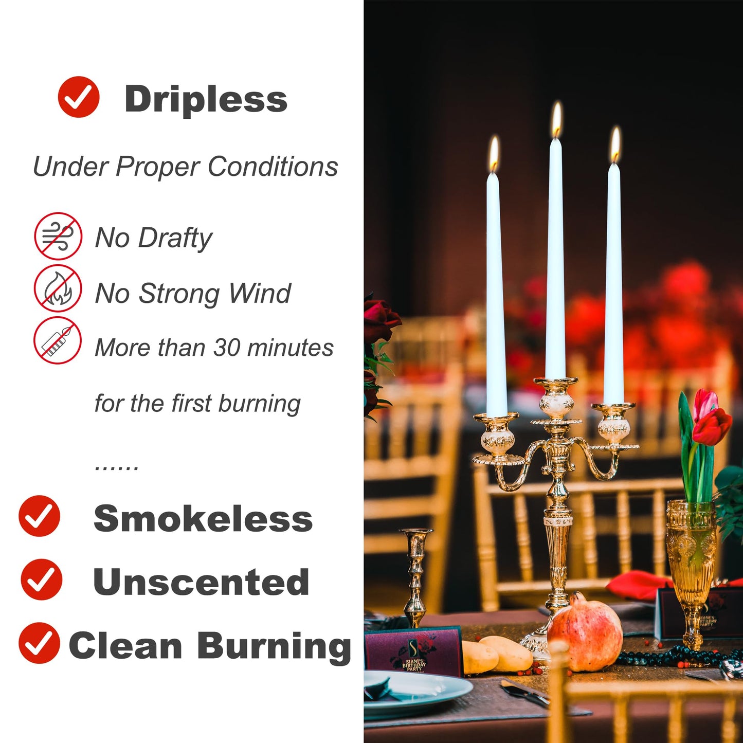 8 Pack 10 Inch Soft Baby Blue Taper Candles Long Burning Time and Dripless Candles for Dinner Home Decor Wedding Shower