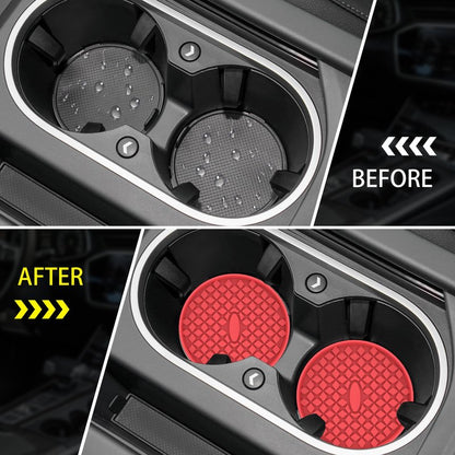 ME.FAN Car Cup Holder Coasters [4 Pack] Silicone Auto Mug Mats,Universal Non-Slip Recessed Car Interior Accessories Red