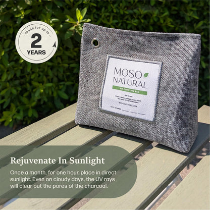 Moso Natural Air Purifying Bag 600g, Premium Bamboo Charcoal Odor Absorber, Room Deodorizer for Large Spaces, Bedroom, Kitchen, Basement, Pet Odor Eliminator for Home, 21oz Charcoal Bags