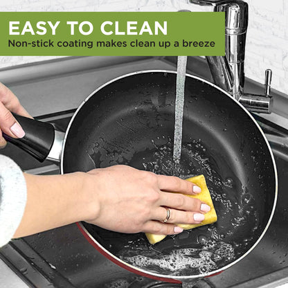Ecolution Easy Clean Ceramic Nonstick Cookware Set, Dishwasher Safe Kitchen Pots and Pans Set, Comfort Grip Handle, Even Heating, Ultimate Food Release, 26-Piece, Red