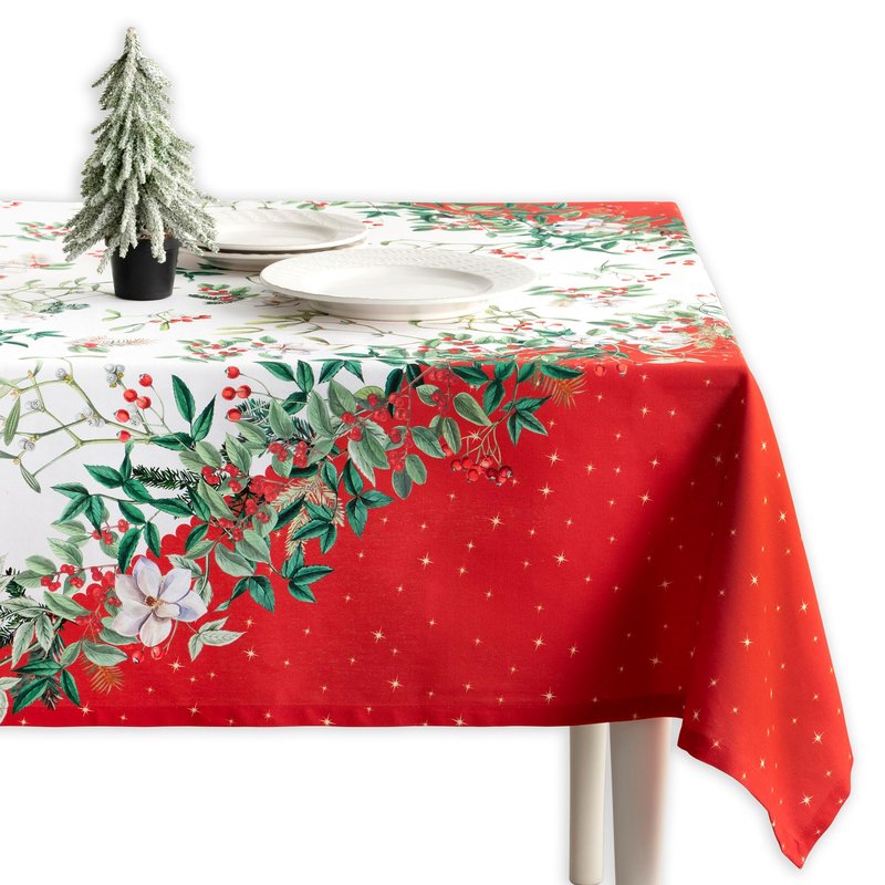 Maison d' Hermine Table Cloth Rectangle Table 100% Cotton 60 x 90 Inches Fall Tablecloth Reusable Everyday Use for Thanksgiving Christmas Decorations Dining Farmhouse Party (Noel)