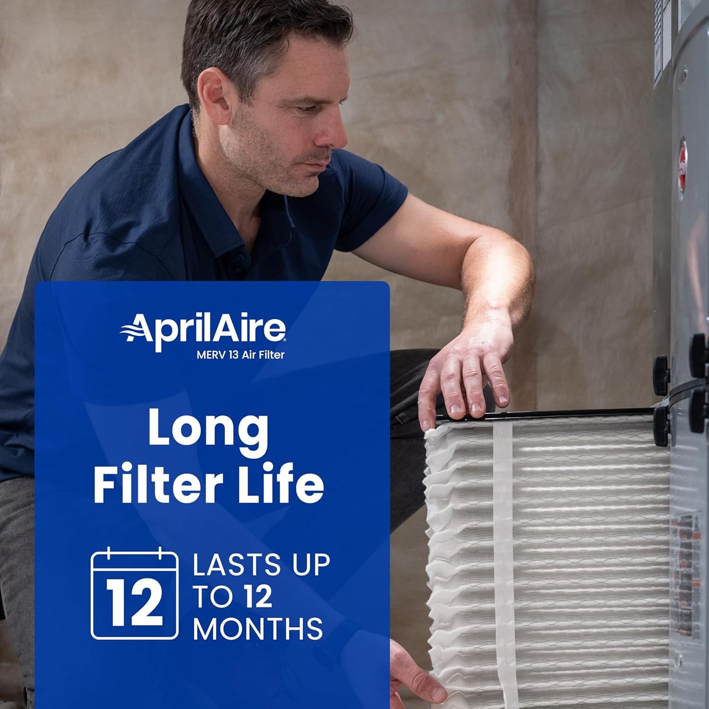 AprilAire 413 Replacement Filter - MERV 13 Air Purifier Filter for Healthy Home | 16x25x4 (Pack of 1)