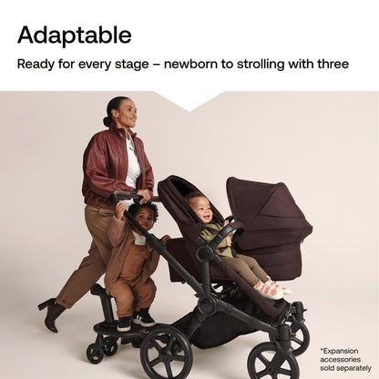Bugaboo Donkey 6 Sibling Seat – Complete Second Seat Kit for Side-by-Side Double Stroller Conversion, Reversible & Reclining Toddler Seat with Sun Canopy – Cocoa Brown
