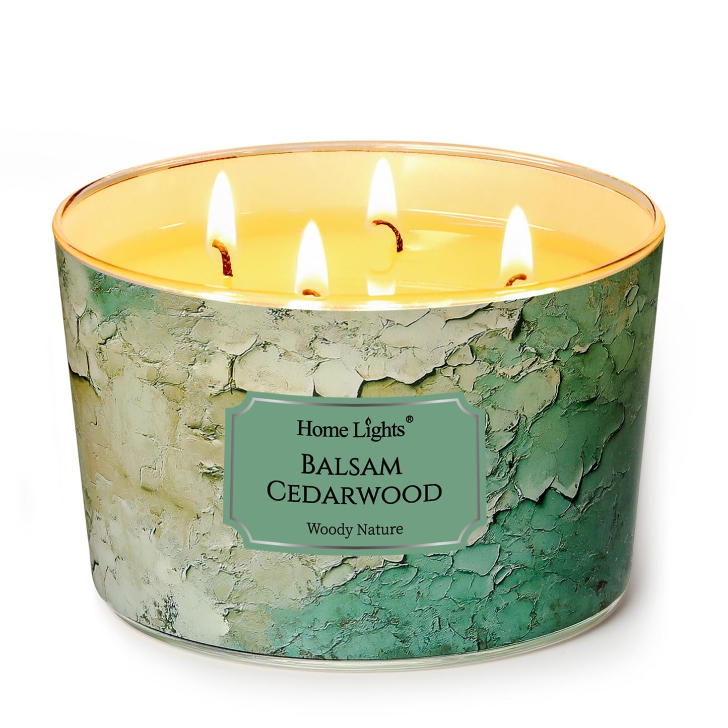 HomeLights Balsam Cedarwood Scented Candles | 18oz Soy Candles Industrial Chic 4-Wick Large Candle Jars | Ideal Candle Gifts for Events, Home Decor Stress, Relief & Relaxation