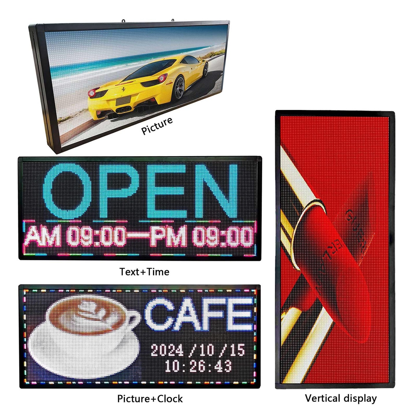 Led Signs Scrolling Programmable, Digital Display Screen Outdoor Waterproof, Customed Electronic Message Board ,for Advertising Public Business Store Restaurant Window P6 40''x17'' ,High Brightness Full Color