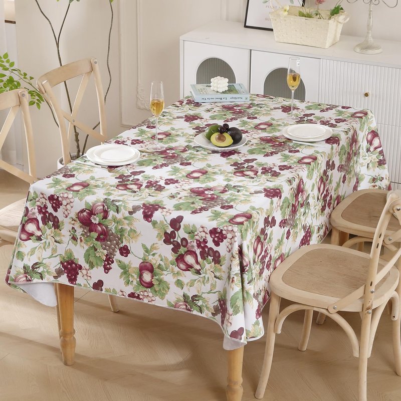 Walrus Heavy Duty Vinyl Tablecloth with Flannel Backing Waterproof Oil-Proof Plastic Table Cloth Stain-Resistant Wipeable Rectangle or Square Table Cover for Indoor and Outdoor (Fruits, 60x84 Inch)
