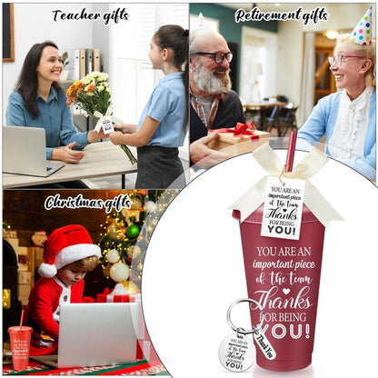 Funnymoom 20 Pack Employee Appreciation Gifts Cup Bulk, 24oz Thank You Plastic Tumblers with Lids Straws Keychains, Party Favors for Staff, Coworkers, Team, Teachers(Amazing)