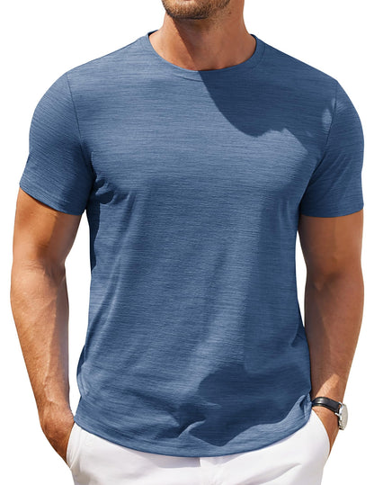 COOFANDY Men's Crew Neck T-Shirt Casual Muscle Tee Slim Fit Bodybuilding Athletic Casual T Shirt Blue