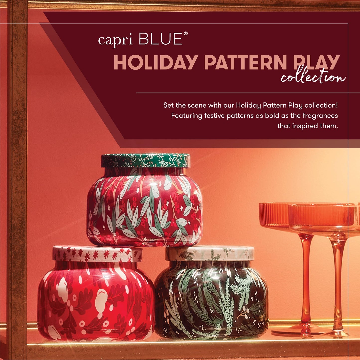 Capri Blue Volcano Candle - Pattern Play Holiday Candle - Petite Glass Jar Candle - Scented Candles with Notes of Tropical Fruits & Sugared Citrus - Decorative Gift (8 oz)