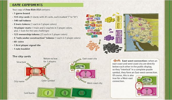 Rio Grande Games: Free Ride USA - Railroad Development Strategy Board Game 1950s America Themed Train Game Connect Cities Ages 14+ 1-5 Players