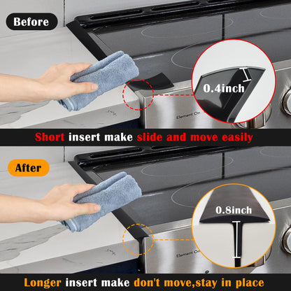 KindGa Stove Gap Covers, Silicone Counter Gap Filler for Stove, 30 Inches Can Be Cut to Any Size for 0.2-1 inch Gap, Seal Spills between Appliances Countertop Furniture Stoves Ovens(Set of 2, Black)
