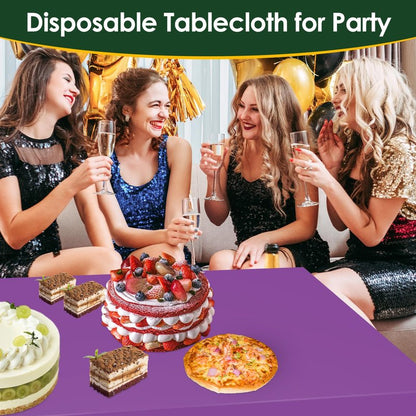 Xnluothsk Purple 5 Pack 54 x 108 Inch Plastic Tablecloth Disposable Tablecloth for Rectangle Table, Party Plastic Table Cloth