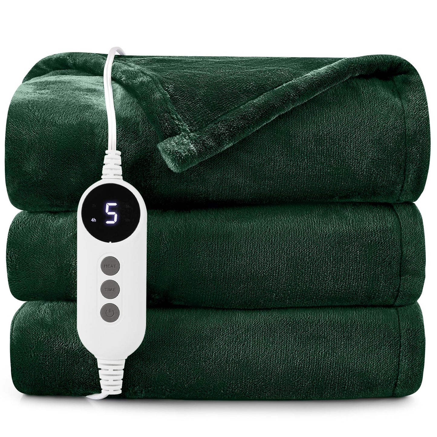 HYLEORY Heated Electric Blanket Throw, 2-Layer Cozy Warm Flannel 50" x 60", Heating Blanket with 9 Heating Levels, 2/4/6/10 Hours Auto Off, Fast Heating Winter Blanket, Dark Grey