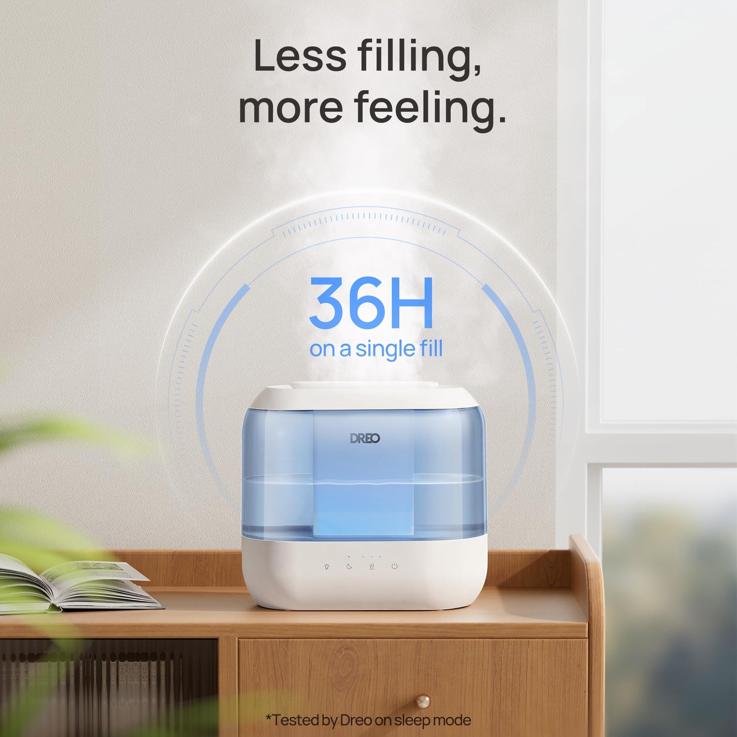 Dreo Humidifiers for Bedroom, 4L Top Fill for Large Room, 36H Runtime, 28 dB Quiet Supersized Cool Mist Air Humidifier for Baby Nursery, Plants, Indoor, Night Light, Easy to Clean & Fill