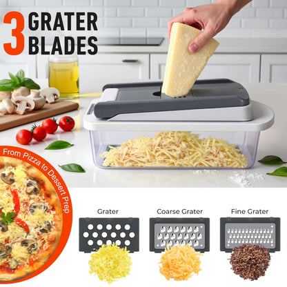Mueller Pro-Series 10-in-1, 8 Blade Vegetable Chopper, Mandoline Slicer, Food Chopper with Container, Fruit Slicer, Kitchen Gadgets & Accessories, Home Essentials