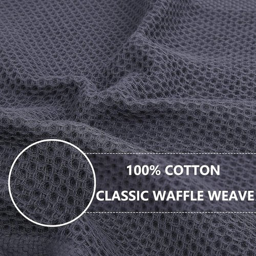 Homaxy 100% Cotton Waffle Weave Kitchen Dish Towels - Ultra Soft & Absorbent, 13 x 28 Inches, 8-Pack | Dark Grey