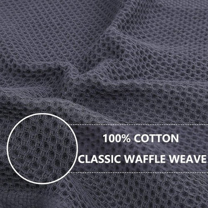 Homaxy 100% Cotton Waffle Weave Kitchen Dish Towels - Ultra Soft & Absorbent, 13 x 28 Inches, 8-Pack | Dark Grey