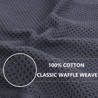 Homaxy 100% Cotton Waffle Weave Kitchen Dish Towels, Ultra Soft Absorbent Quick Drying Cleaning Towel, 20x28 Inches, 12-Pack, Dark Grey