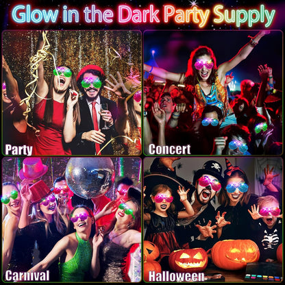 SHQDD LED Glasses - 64 Pack Light-Up Neon Sunglasses in 5 Colors | Glow in the Dark Party Accessories