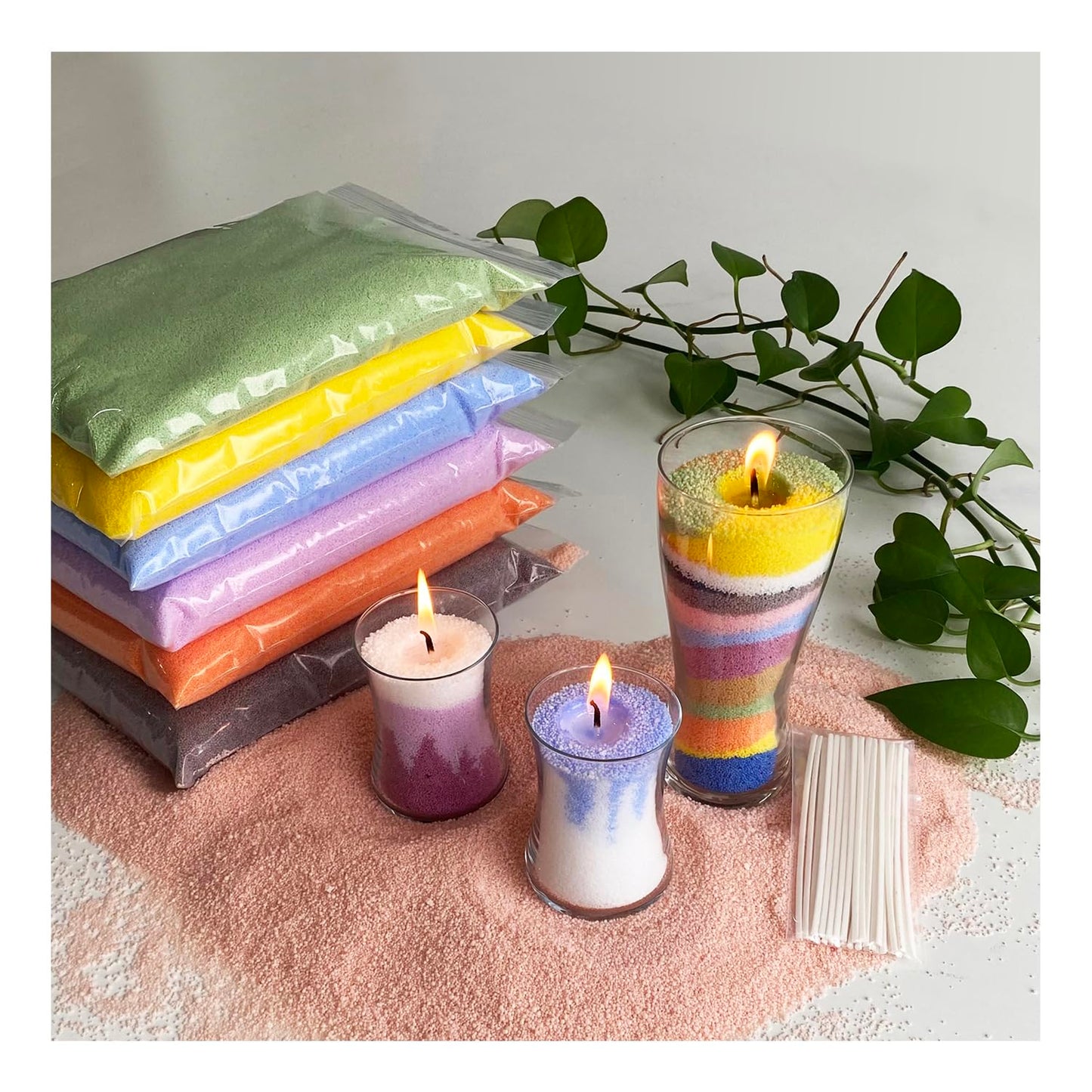 VITARIE Refillable Pearled Candle 18Oz, Unscented Candle Sand with 30pcs Natural Cotton Wicks, 1.1 Lb Long Burning Pearl Candles Sand, Candle Making Kit (Pearl White)