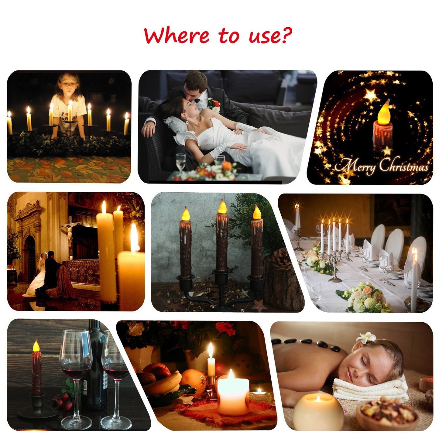 CVHOMEDECO. Real Wax Hand Dipped Battery Operated LED Timer Taper Candles Country Primitive Flameless Lights Décor, 6-3/4 Inch, Burgundy, 2 PCS in a Package