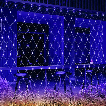 WATERGLIDE 360 LED Outdoor Christmas Net Lights - 12FT x 5FT, Waterproof with 8 Lighting Modes | Blue Holiday Decor