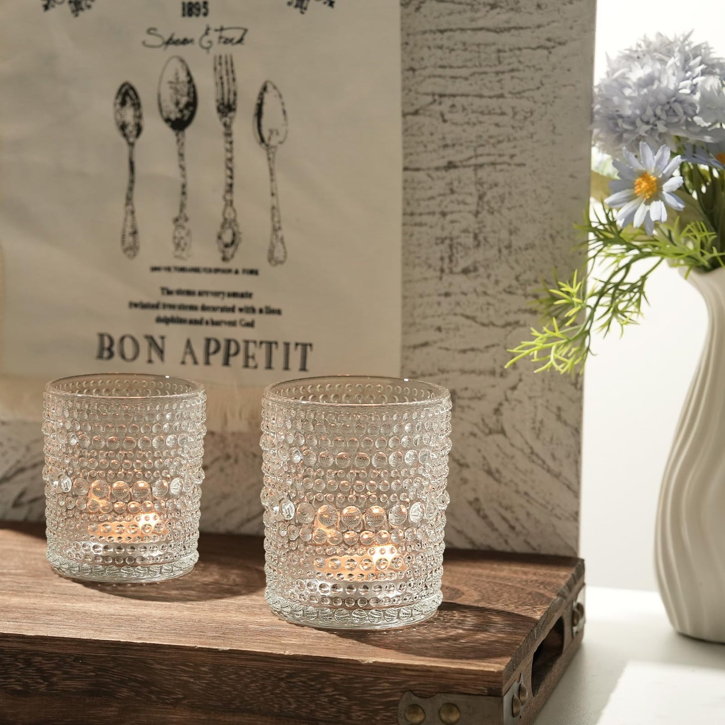 12pcs Large Votive Candle Holder, 2.7 * 3.5in Clear Glass Tea Light Candle Holders Bulk for DIY Wax Wedding Table Decor & Christmas Thanksgiving
