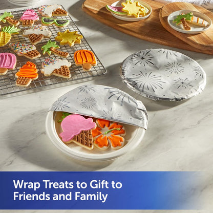 Reynolds Wrap Fun Foil with Festive Firework Pattern, Embossed Aluminum Foil Roll, Festive Embossed Foil for Covering Summer Dishes for BBQs, 25 Sq. Ft.