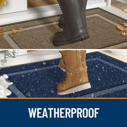OLANLY Indoor Outdoor Front Door Mat - Waterproof All-Season Doormat | Sturdy Natural Rubber, 29.5x17, Ash Gray