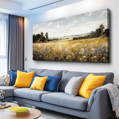 KELIYUAN Large Canvas Wall Art For Living Room Farmhouse Wall Decor For Bedroom Office Decorations Field Scenery Painting Countryside Wall Pictures Artwork Modern Ready To Hang Home Decor 24"X48"
